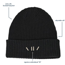 Load image into Gallery viewer, Noir Hemp Ribbed Beanie