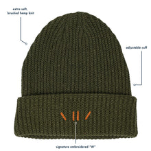 Load image into Gallery viewer, Olive Hemp Ribbed Beanie