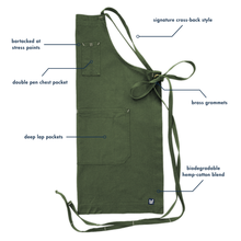 Load image into Gallery viewer, Dark Green Full Cross-Back Apron