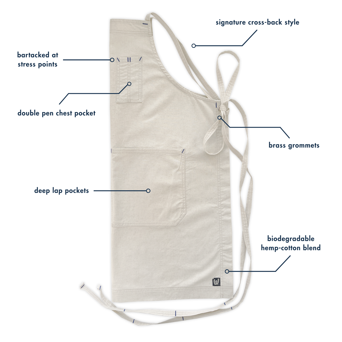 Greige Full Cross-Back Apron – White Bark Workwear