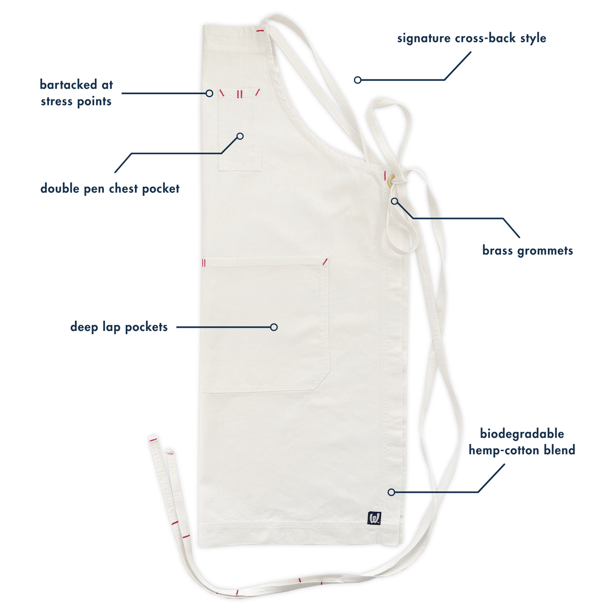 Natural Full Cross-Back Apron – White Bark Workwear