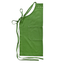 Load image into Gallery viewer, Green Apron with the word fork embroidered on it