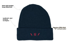 Load image into Gallery viewer, Navy Hemp Ribbed Beanie