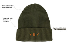 Load image into Gallery viewer, Olive Hemp Ribbed Beanie