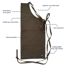 Load image into Gallery viewer, Dark Brown Full Cross-Back Apron