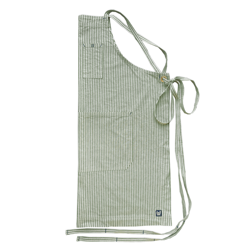 Basil / Natural Striped Full Cross-Back Apron