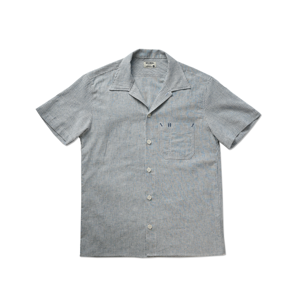L'Ouvrier, Short-Sleeve Work Shirt - Blue Stripe – White Bark Workwear L'Ouvrier, Short-Sleeve Work Shirt - Blue Stripe – White Bark Workwear
