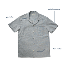 Load image into Gallery viewer, L&#39;Ouvrier, Short-Sleeve Work Shirt - Blue Stripe