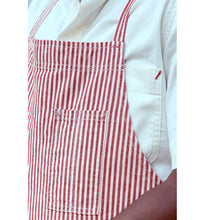 Load image into Gallery viewer, Red / Natural Striped Full Cross-Back Apron