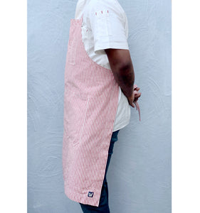 Red / Natural Striped Full Cross-Back Apron
