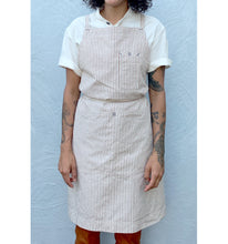 Load image into Gallery viewer, Coffee Brown / Natural Striped Full Cross-Back Apron