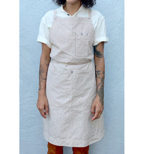Coffee Brown / Natural Striped Full Cross-Back Apron